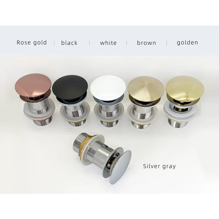 Bathroom Push Down Pop-Up Drain Sink Waste Stopper Valve Chrome Body with Color Lid Washbasin Water Head Deodorization Stopper
