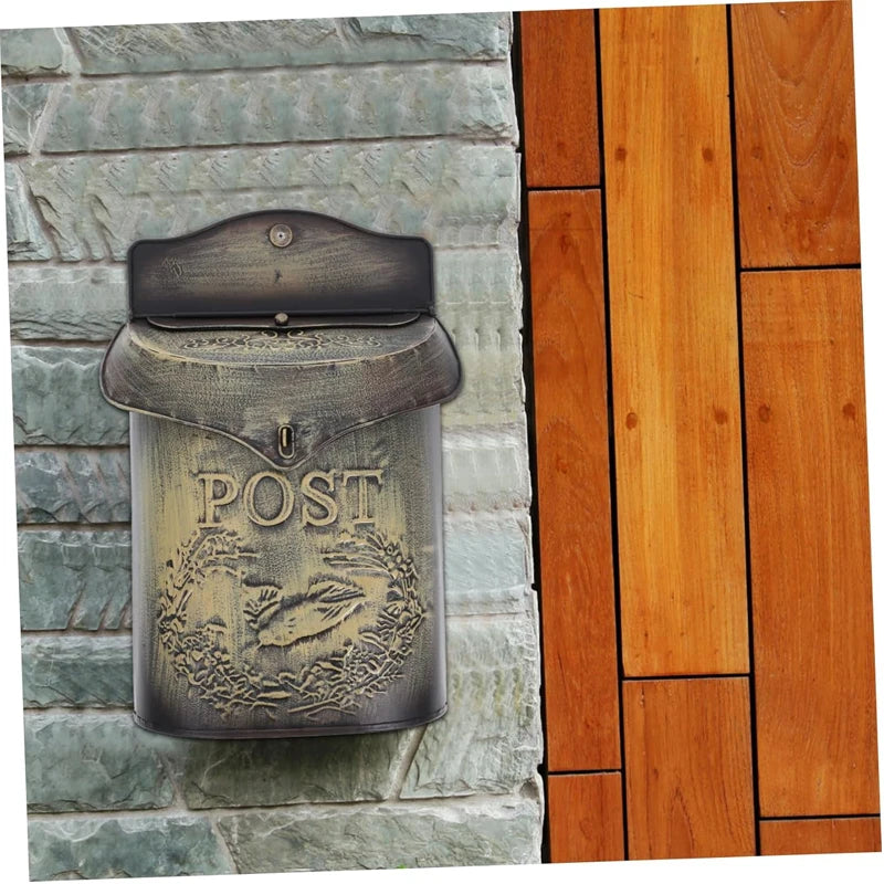Vintage European Rural Pastoral Style Wall Mount Mailbox Farmhouse Post Creative Newspaper Letter Box Waterproof Garden Decor