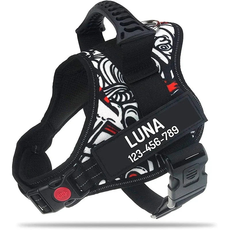 Personalised No Pull Dog Harness with Custom Name and Phone Number Heavy Duty Pet Vest To Prevent Tugging Pulling Choking
