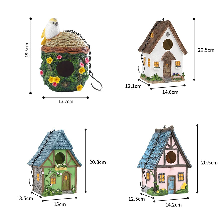 Outdoor Birdhouse Resin Garden Decoration Hanging Cabin Suitable for Small Birds Birdhouse