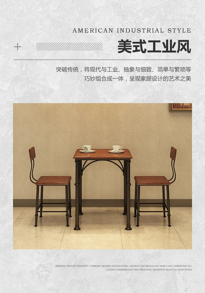 GY60 Industrial Wooden and Iron Dining Set, Creative Water Pipe Table, , Rustic Dining Furniture