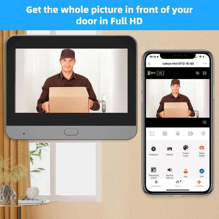Tuya Smart 3MP 140° Wide View Angle Mini Digital Peephole Eye Viewer WiFi IR PIR Detection Doorbell Door Camera Alexa Google