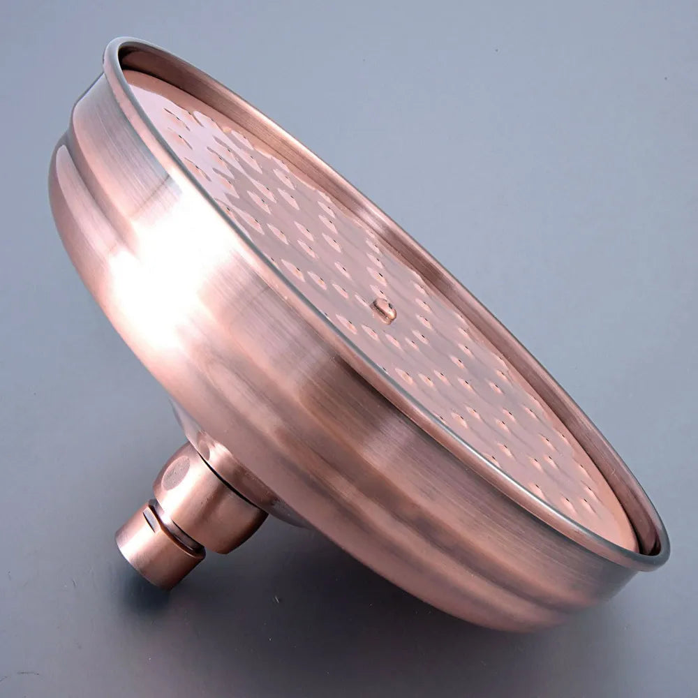 8 Inch Round Rainfall Shower Head Rainfall Bathroom Top Sprayer Antique Red Copper Rain Showerhead Lsh258