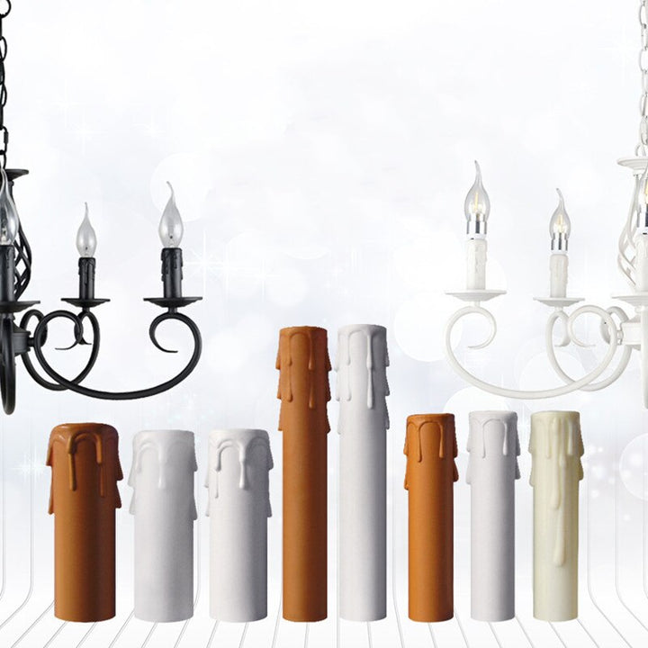 10pcs Candle Lamp Holder Tube Candle Lamp Base Sleeve Candle Shell Cover for E12 Chandelier Wedding Dining Table Home Decoration