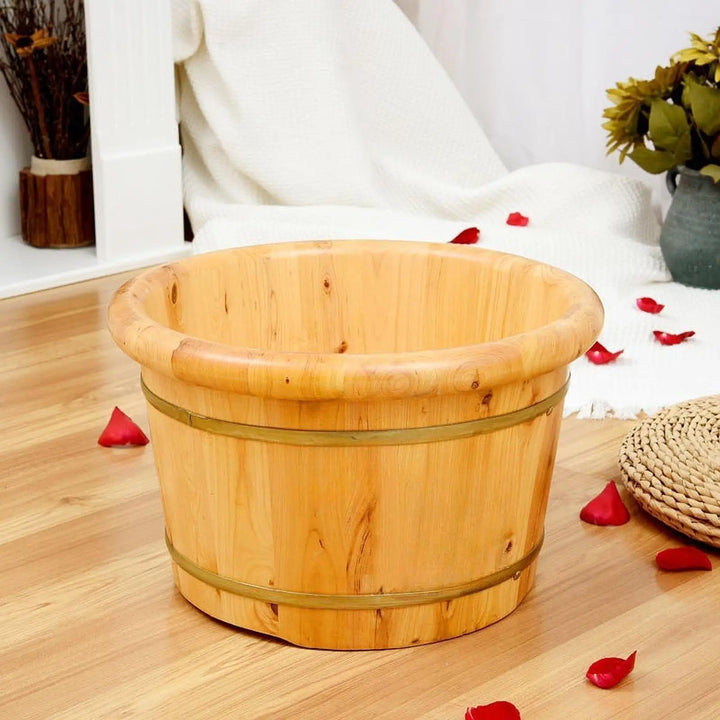 Cedar Foot Bath Tub with Massage Deep Sauna Foot Tub with Lid Footbath Basin Foot