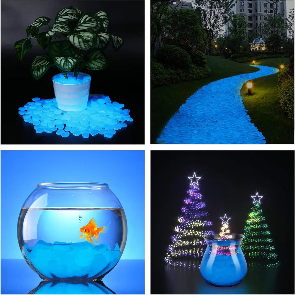 Luminous Pebbles Mix Colorful Glow in The Dark Rocks Outdoor Decor Stones for Fish Tank Planter Garden Yard Walkway Patio
