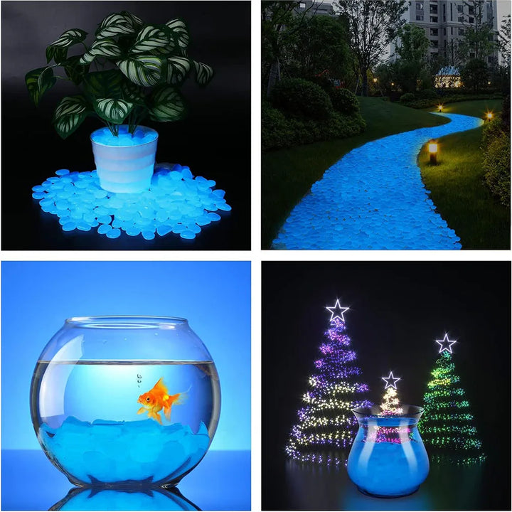 Luminous Pebbles Mix Colorful Glow in The Dark Rocks Outdoor Decor Stones for Fish Tank Planter Garden Yard Walkway Patio
