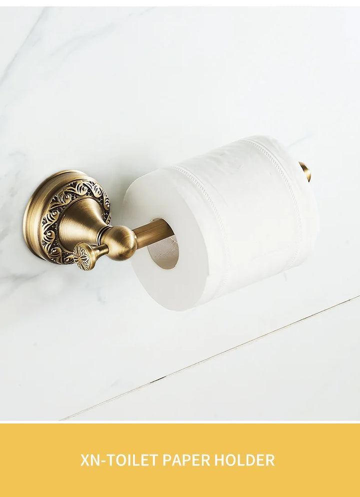 ELLEN Antique Bronze Bathroom Hardware Set Adjust Towel Rack Towel Holder Toilet Paper Holder Robe Hook EL2001A