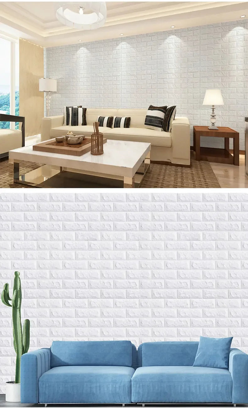 20pcs 35m*38.5cm 3DWall Sticker Solid Color Faux Brick Bedroom Home Decor Waterproof Self Adhesive DIY Living Room Wallpaper