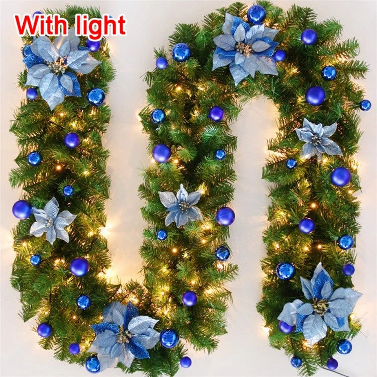 270cm Christmas LED Rattan Garland Decorative For Staircase Fireplace Christmas Decoration Xmas Tree Rattan Banner Home Pendant
