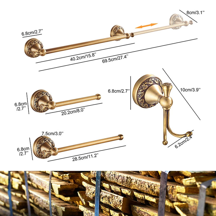 ELLEN Antique Bronze Bathroom Hardware Set Adjust Towel Rack Towel Holder Toilet Paper Holder Robe Hook EL2001A