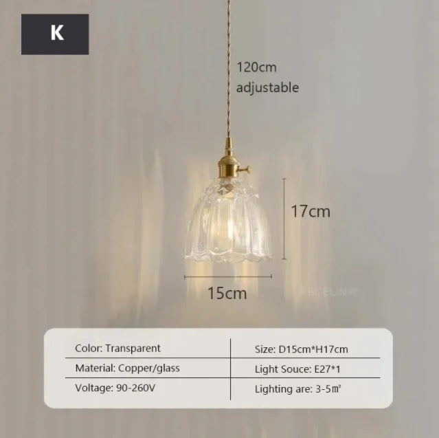 Nordic Glass Pendant Light Modern Brass Creative minimalist Chandelier For Dinning Room E27 Transparent Lampshade For Restaurant