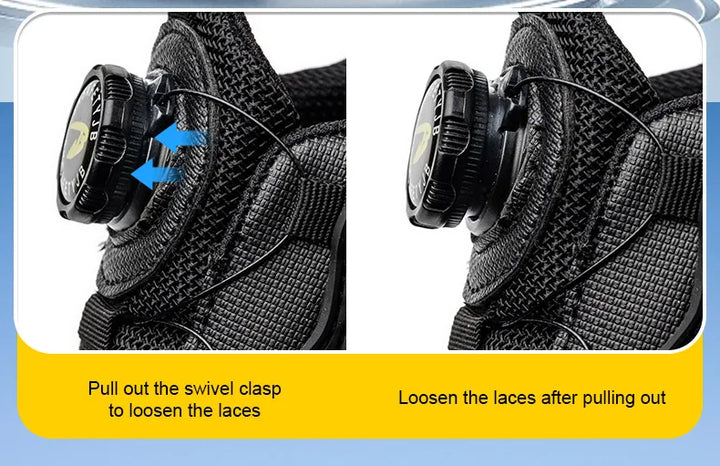 Men Rotating Button Safety Shoes Steel Toe Work Sneakers Indestructible Shoes Puncture-Proof Work Boots Air Cushion Safety Shoes