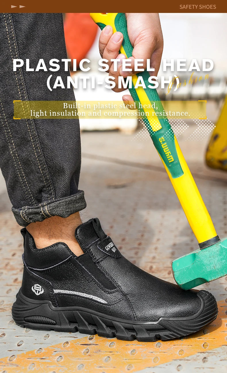 Insulated 6KV Plastic Toe Men's Safety Shoes Anti-impact Puncture-Resistant Work Boots Durable Labor Protection Footwear