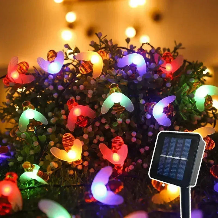 20/50/100 LED Solar Cute Bee Fairy String Lights Garden Fairy Lights 8 Mode Outdoor Lighting for Easter Christmas Wedding Decor