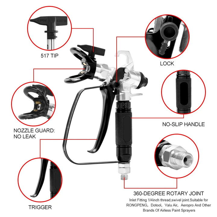 AEROPRO 821 Professional 3600PSI High Pressure Airless Paint Spray Gun Paint Sprayer With 517 Spray Tip For Spraying Machine