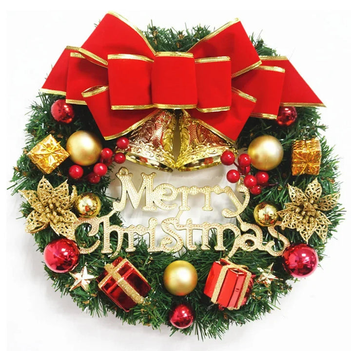 Christmas Wreath for Front Door Red Gold Window Wall Door Decorations 2024 Christmas Garland Ornament Guirnalda Navidad