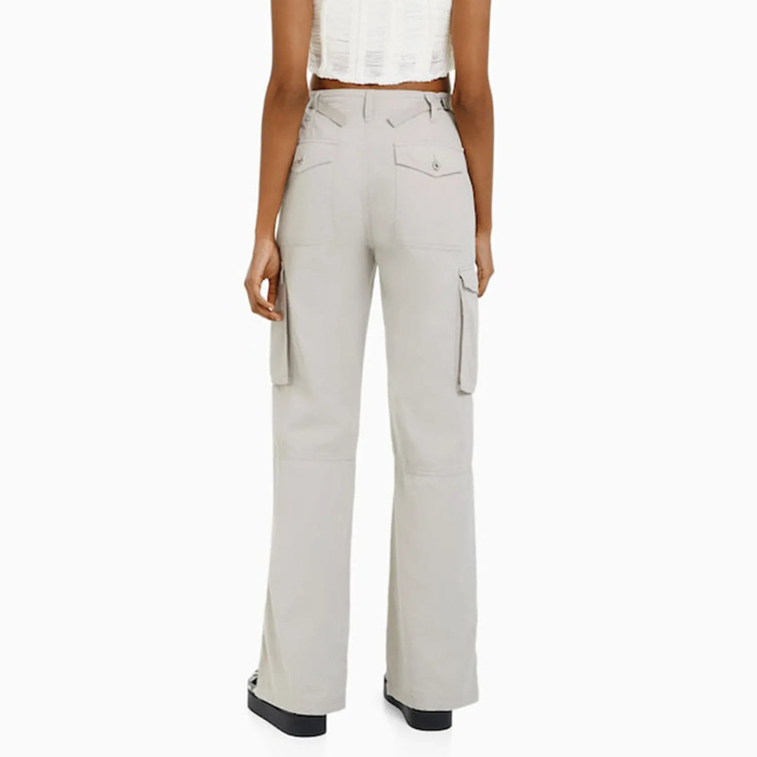 Women'S Adjustable Straight Fit Cargo Pants Adjustable Baggy With Pockets  Elastic Waist Casual Cargo Pants Relaxed Fit Pull On