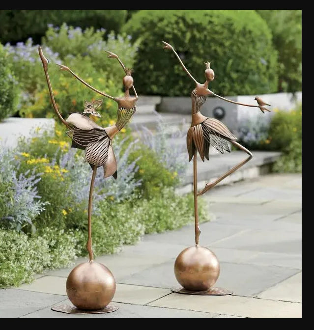 Metal wrought iron dancing girl ornament butterfly girl, bird girl
