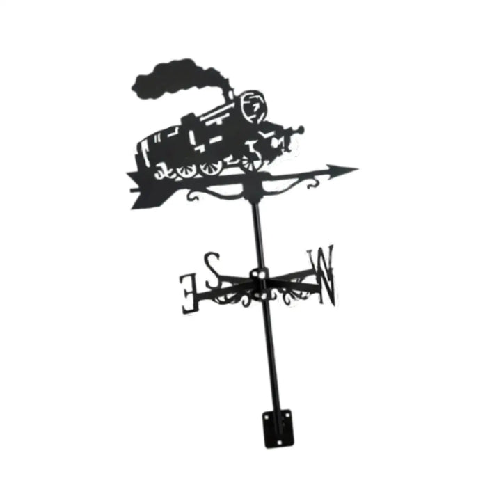 Train Metal Weathervane Retro Roof Mount Weathercock Wind Direction Indicator Wind Vane for Farmhouse Outside Fence Porch Farm