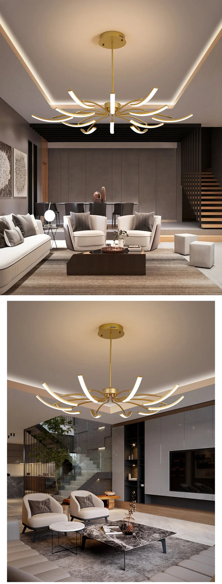 NEO Gleam Black/Gold DIY Modern led Chandelier bedroom study Living Room Suspension luminaire Hanging Chandeliers