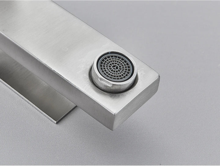 Brushed Nickel Basin Faucet Black Bathroom Faucet Deck Mounted Basin Sink Tap Mixer Hot & Cold Water Stainless Steel Faucet
