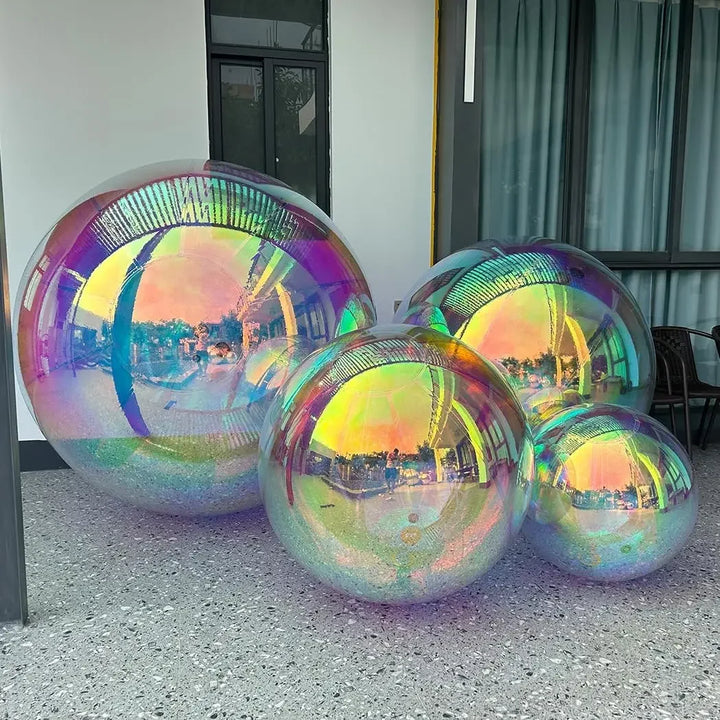 Inflatable Mirror Ball Set - Giant Sealed Shiny Reusable Balls for Wedding, Outdoor Pool Party & Nightclub Decor
