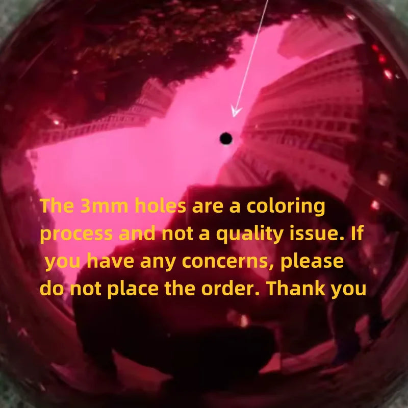 Stainless steel red hollow decorative ball, hanging decoration, mirror finish metal ball,