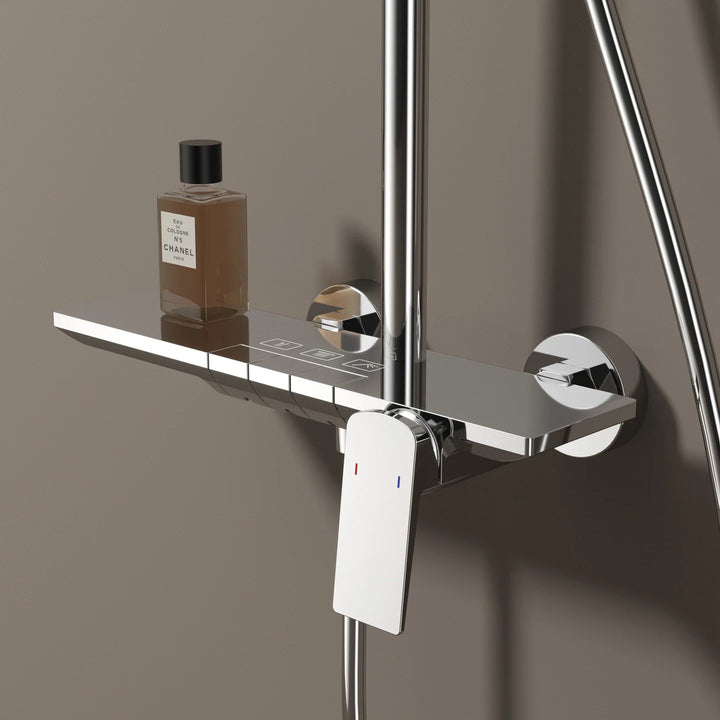 Brushed Rose Gold Piano Bathroom Shower Set Brass Hot Cold Bathroom Mixer Faucet Rain Shower Head Hot Cold Piano Shower System