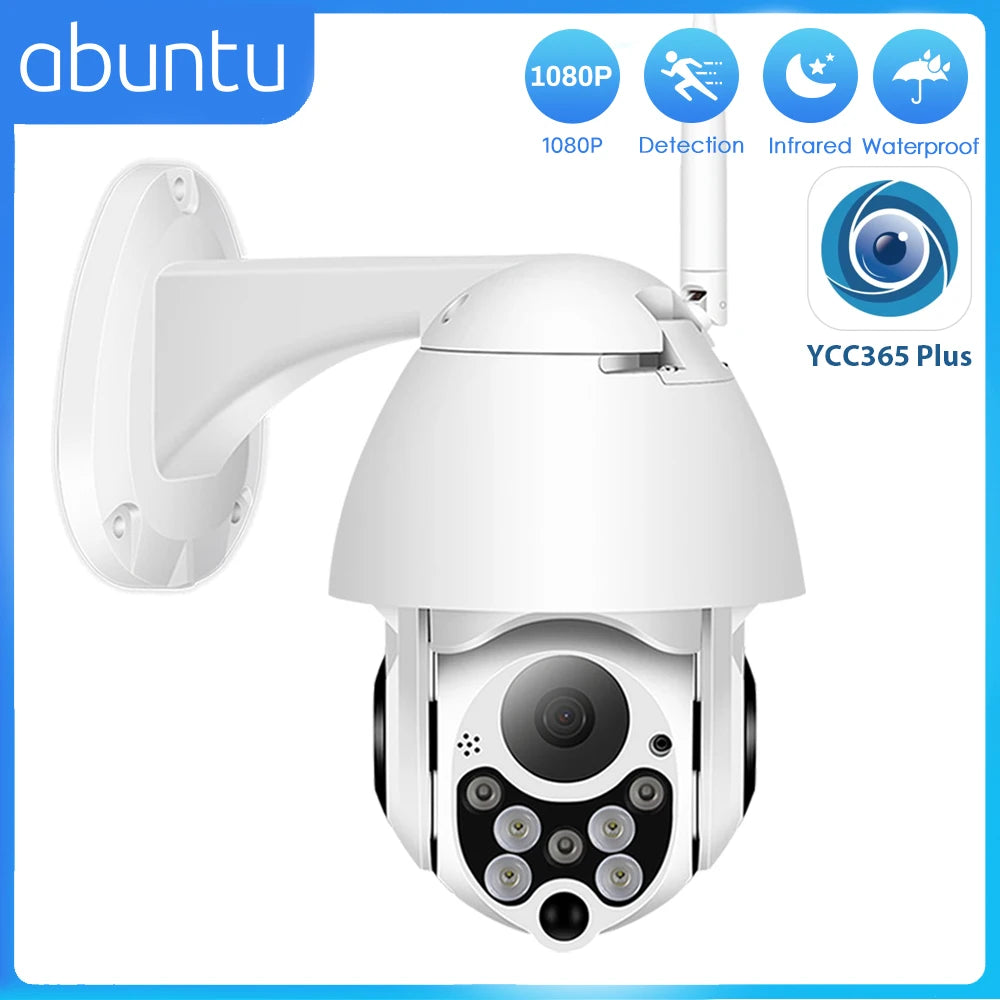 YCC365 Plus Wifi Camera Outdoor 1080P HD CCTV Security Camera PTZ 4x Zoom Waterproof Speed Dome Wireless Surveillance Camera