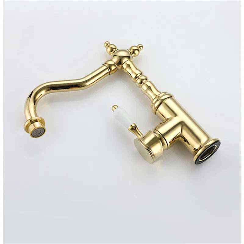 Antique Bronze Basin faucet Gold  bathroom faucet Deck Mounted Black Kitchen Faucet  sink tap Hot Cold Chrome basin Tap Brass