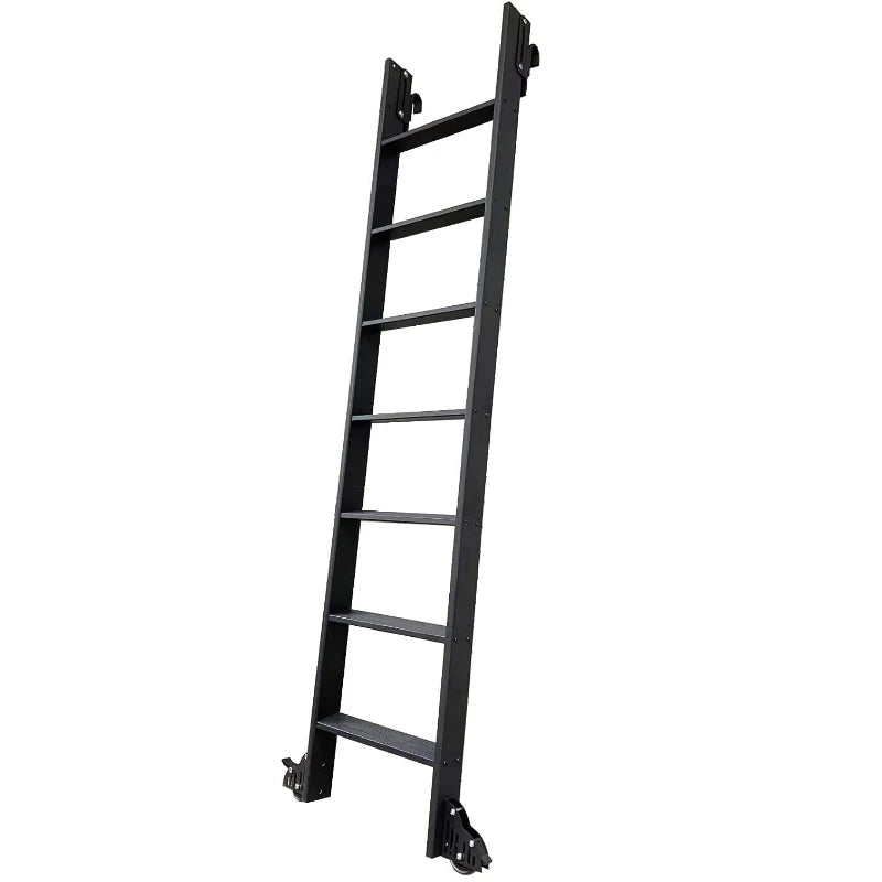 4FT(122cm) Hook on Rolling Library Ladder Hardware Kit with 87"(2.2M) Metal Ladder,Sliding Track Kit,Floor Roller with Brake