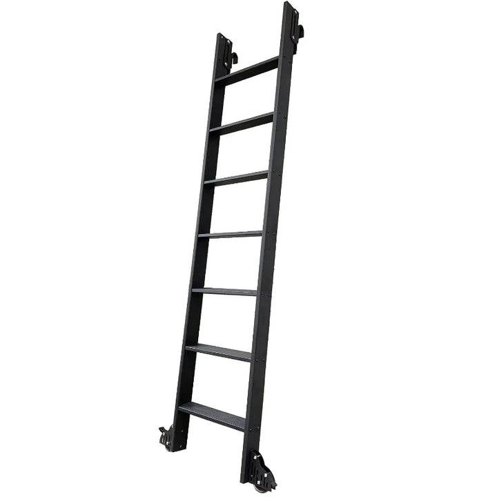 4FT(122cm) Hook on Rolling Library Ladder Hardware Kit with 87"(2.2M) Metal Ladder,Sliding Track Kit,Floor Roller with Brake