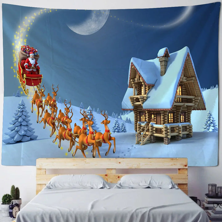 Christmas decoration tapestry, wall hanging, reindeer, Bohemian style, hanging on the wall, room decoration