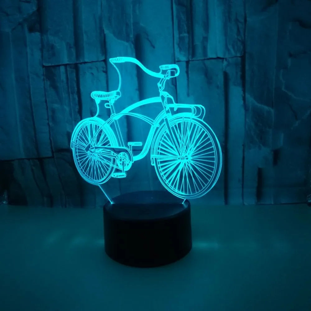 3D Bicycle Night Light 7 Color Illusion LED USB Night Lamp for Bedroom