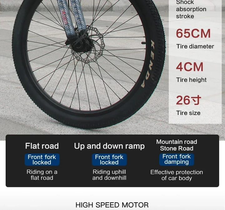 AKEZ style Electric Bicycle 350W Brushless motor 36V13AH Lithium Battery E Bike 26 Inch tire City commuting Adult Electric Bike