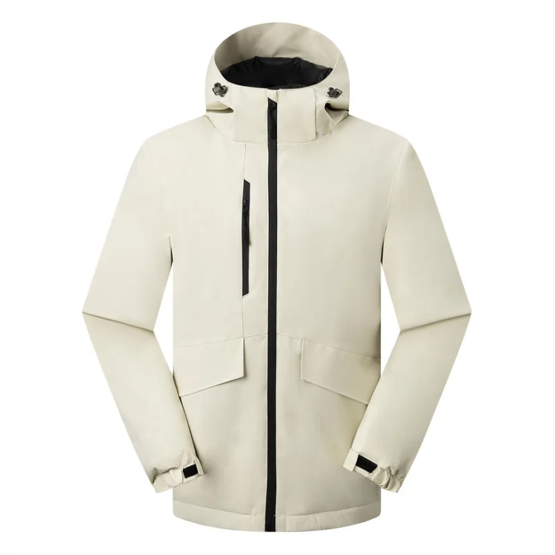 Winter Jacket Custom Logo Thick Velvet Warm Coat Men Women Windproof Hooded Outdoor Casual Mountaineering Overcoat ELIKE