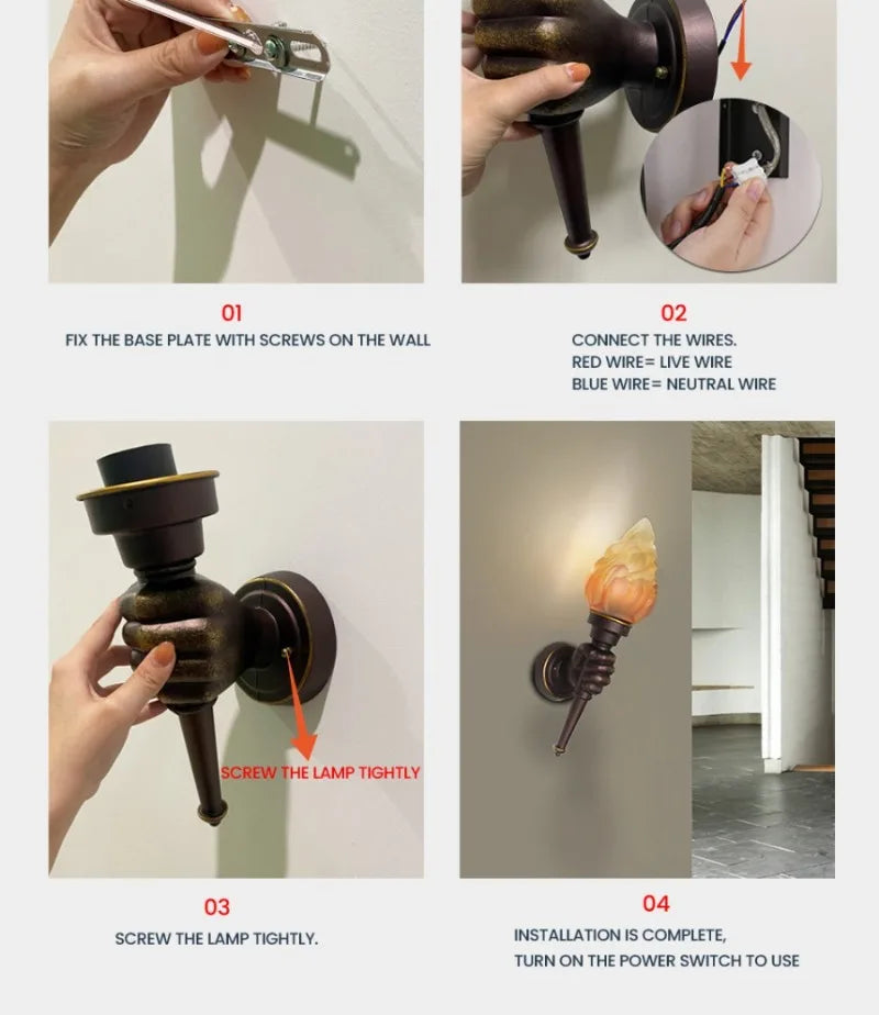 Outdoor Wall Torch Light Courtyard Hanging Light Indoor Coffee Restaurant Decoration Hand Light Creative Retro Ambient Lamps