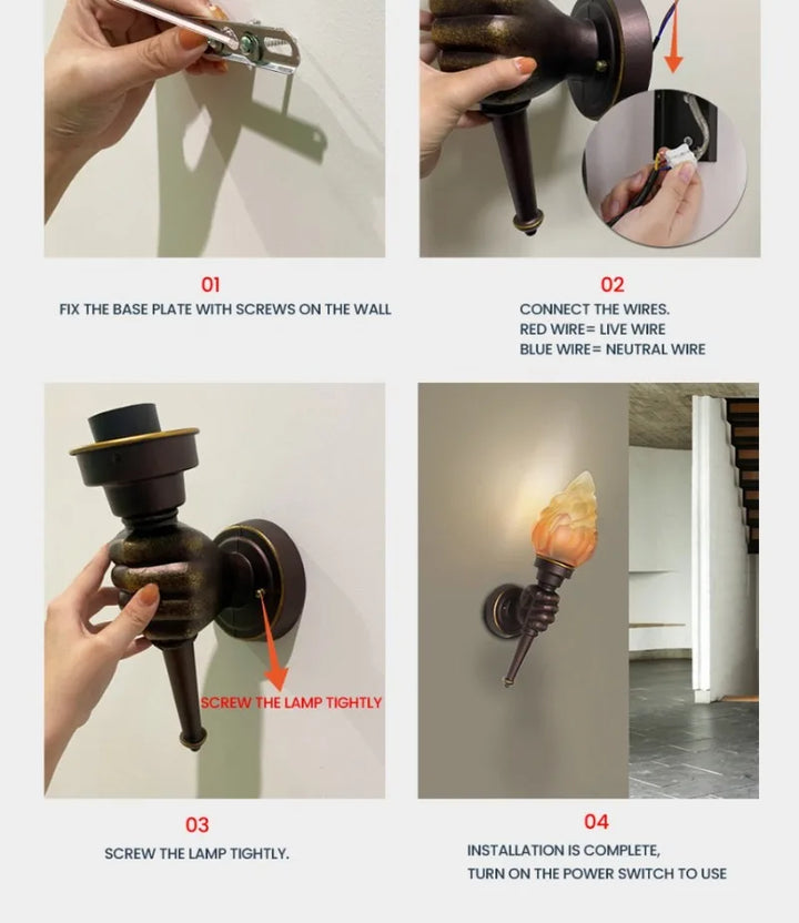 Outdoor Wall Torch Light Courtyard Hanging Light Indoor Coffee Restaurant Decoration Hand Light Creative Retro Ambient Lamps