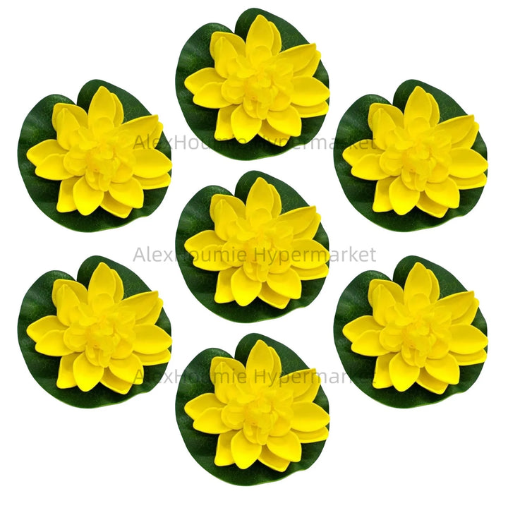 7 PCS Artificial Floating Foam Lotus Flower with Water Lily Pad Lifelike Ornament Perfect for Home Garden Pond Decor Decorations