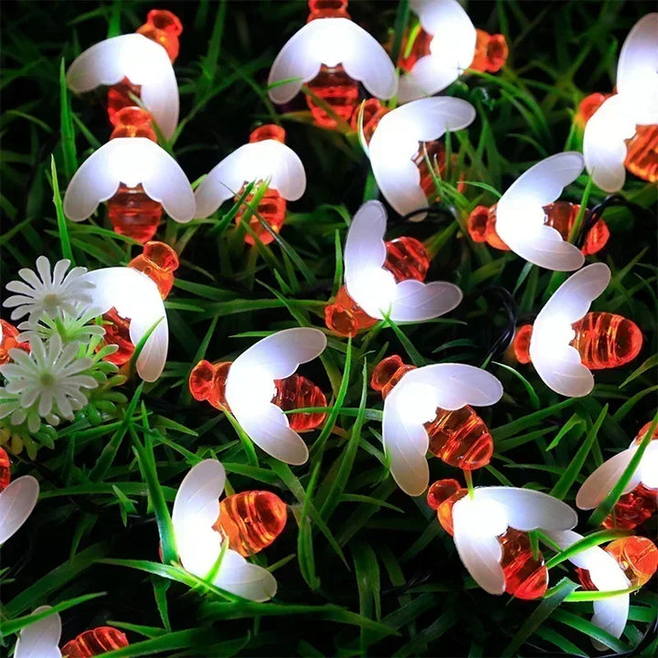 20/50/100 LED Solar Cute Bee Fairy String Lights Garden Fairy Lights 8 Mode Outdoor Lighting for Easter Christmas Wedding Decor