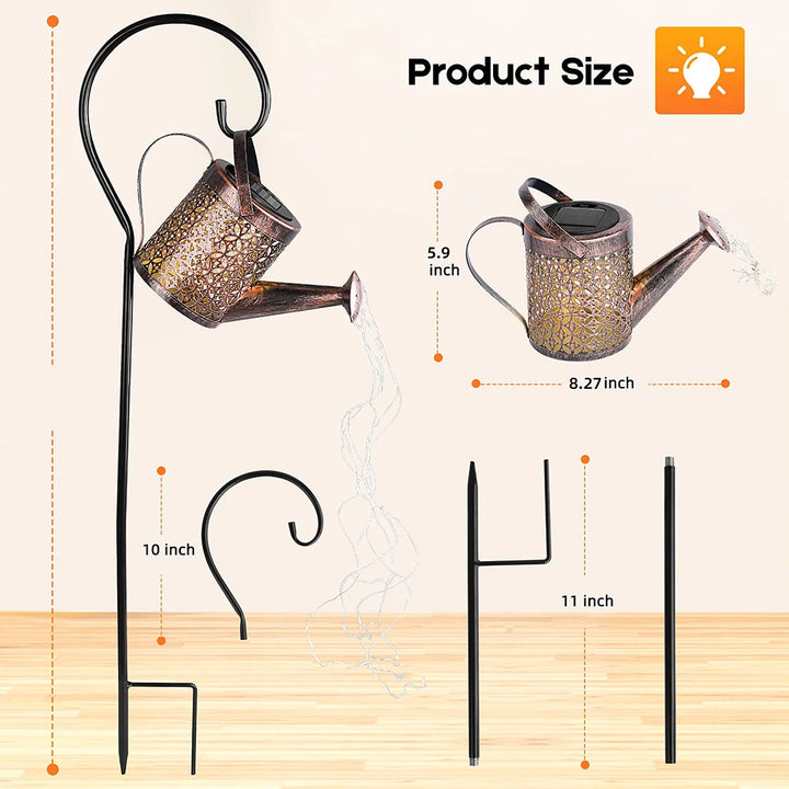 Solar Watering Can Light Hanging Kettle Lantern Light Waterproof Garden Decor