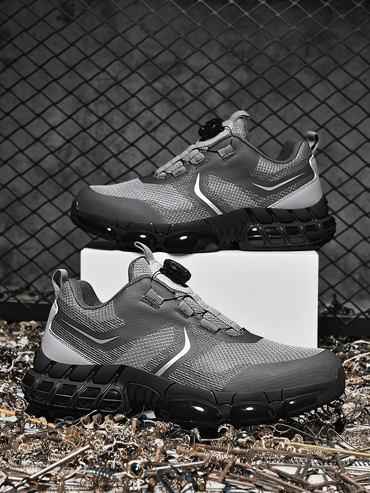 VIPOL Men's outdoor sports shoes, steel-toe shoes, construction site safety shoes, anti-crush and anti-puncture safety shoes