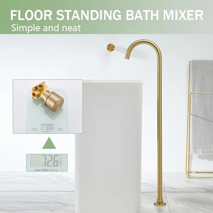 Floor Standing Bathtub Faucet Brass Body Hot Cold Mixer with Handle Rose Gold Independent Faucet Chrome Grey Black