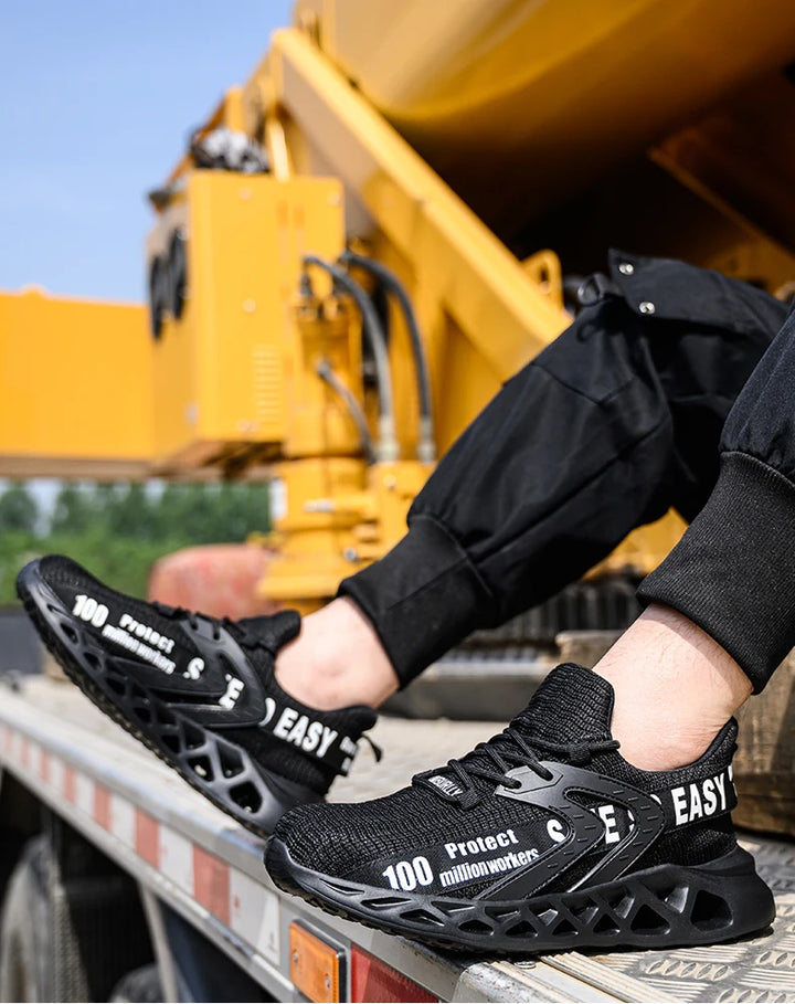 New Safety Shoes Men Breathable Light Work Sneakers Steel Toe Shoes Anti-smash Anti-puncture Indestructible Shoes Large Size 50