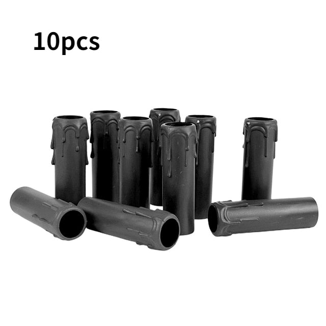 10pcs Candle Lamp Holder Tube Candle Lamp Base Sleeve Candle Shell Cover for E12 Chandelier Wedding Dining Table Home Decoration