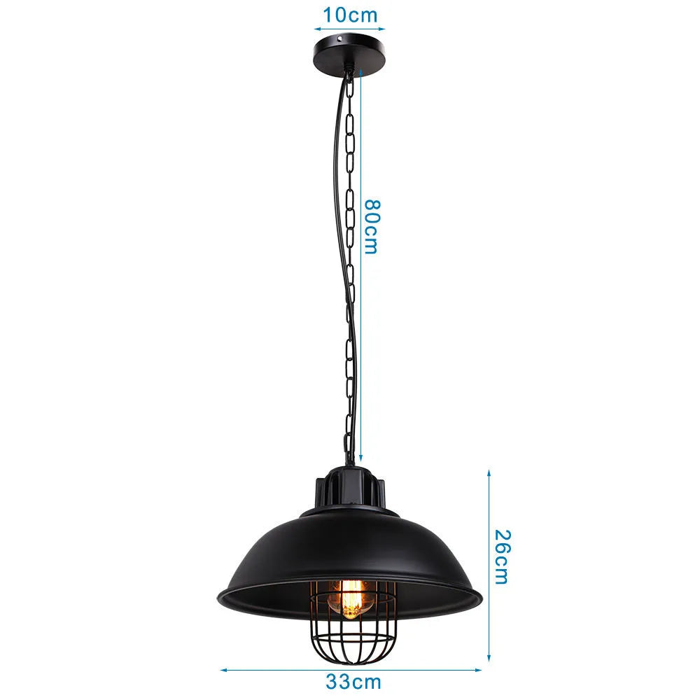 Vintage Bronze Black Metal Hanging Lamp Shade Edison Pendant Light Industrial Lamp