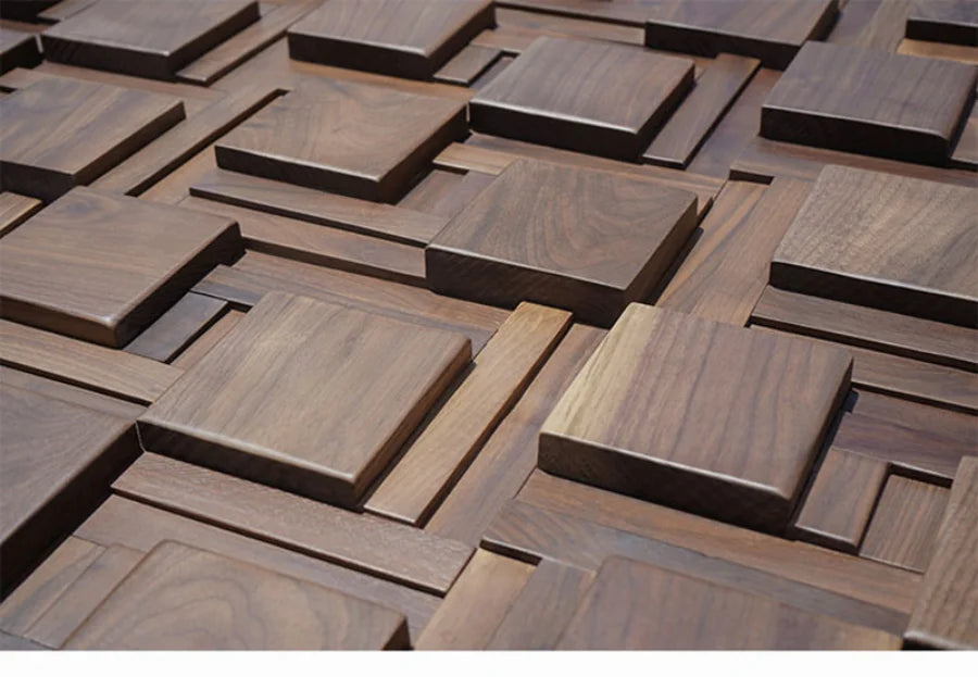 Black Walnut Log Solid Wood Mosaic Tile Square Mosaic Background Sofa TV Background Wall Decoration Art Acoustic Diffuser Panel