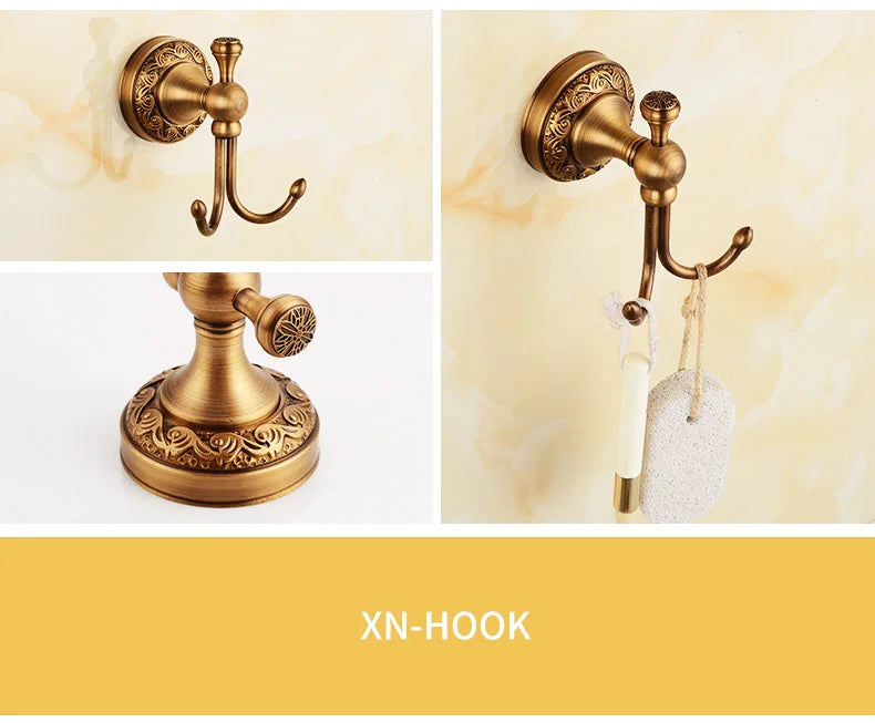 ELLEN Antique Bronze Bathroom Hardware Set Adjust Towel Rack Towel Holder Toilet Paper Holder Robe Hook EL2001A
