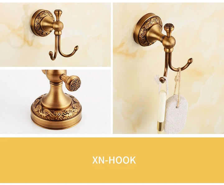 ELLEN Antique Bronze Bathroom Hardware Set Adjust Towel Rack Towel Holder Toilet Paper Holder Robe Hook EL2001A